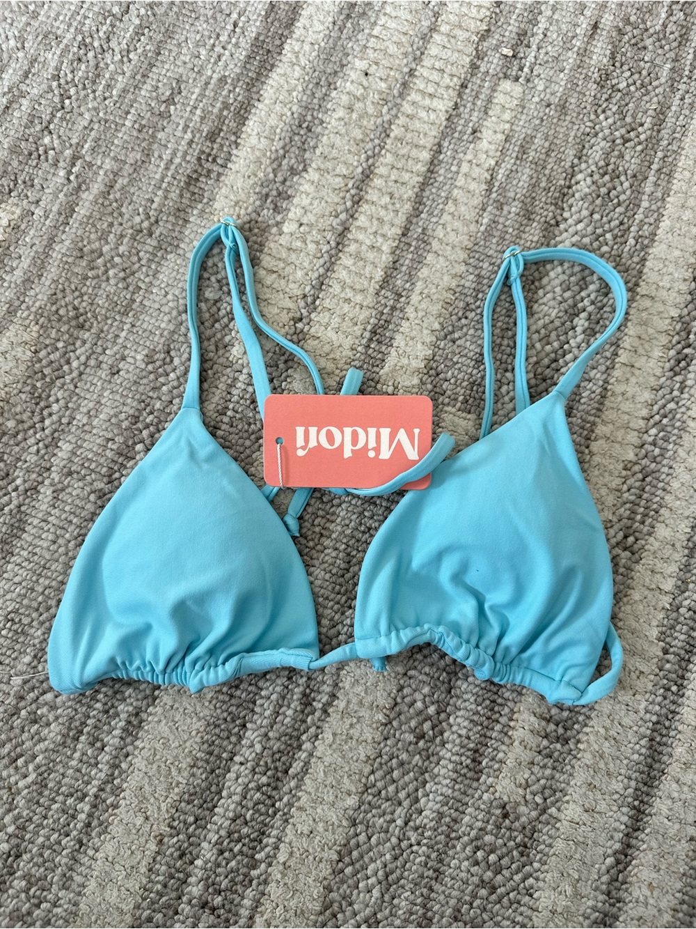 Midori Sky Blue Triangle Bikini Top with Adjustable Straps